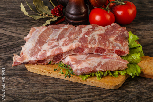Raw pork ribs for cooking