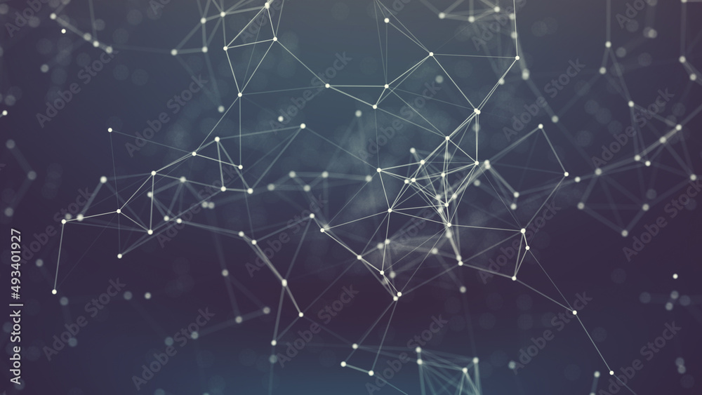 Abstract digital connection moving dots and lines