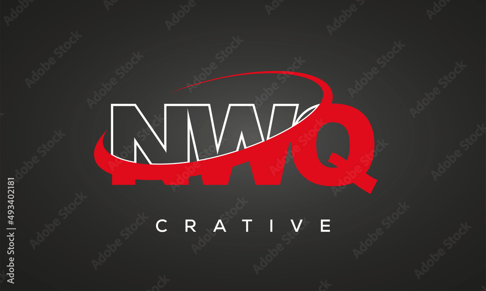 NWQ creative letters logo with 360 symbol vector art template design