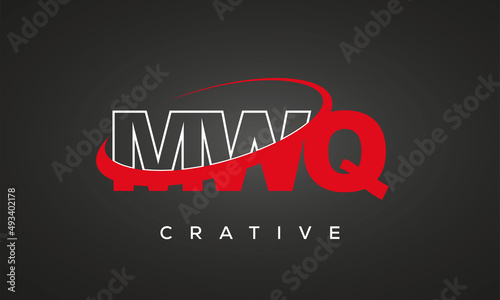 MWQ creative letters logo with 360 symbol vector art template design