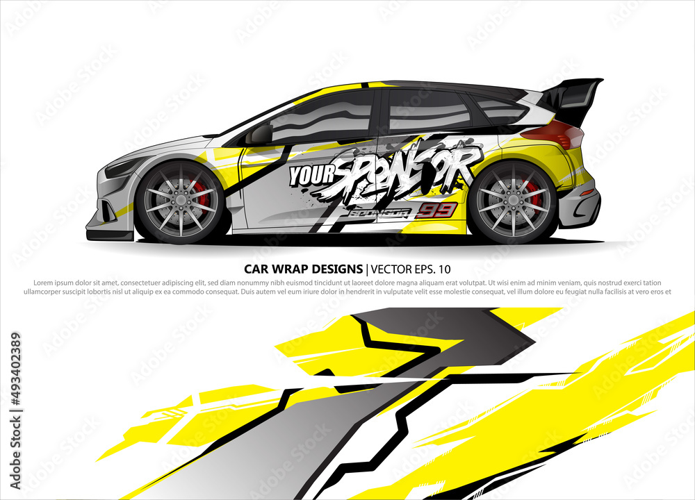 Race car wrap design vector for vehicle vinyl sticker and automotive decal livery Race car wrap design vector for vehicle vinyl sticker and automotive decal livery