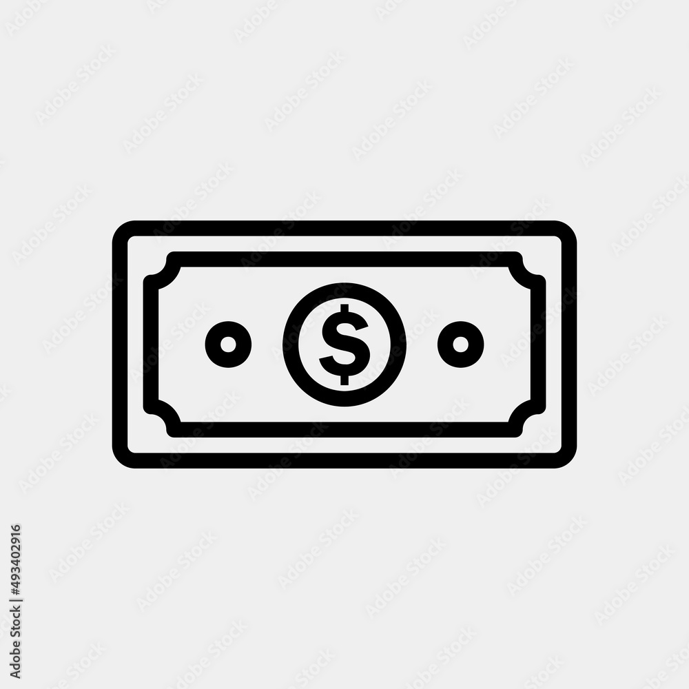 Money icon in line style about currency, use for website mobile app presentation Money icon in line style about currency, use for website mobile app presentation