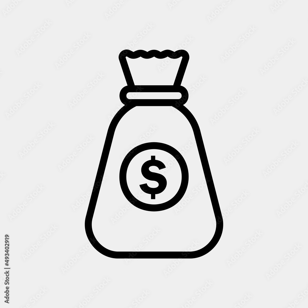 Money bag icon in line style about currency, use for website mobile app presentation Money bag icon in line style about currency, use for website mobile app presentation