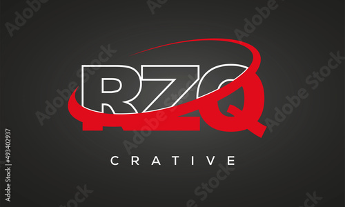 RZQ creative letters logo with 360 symbol vector art template design