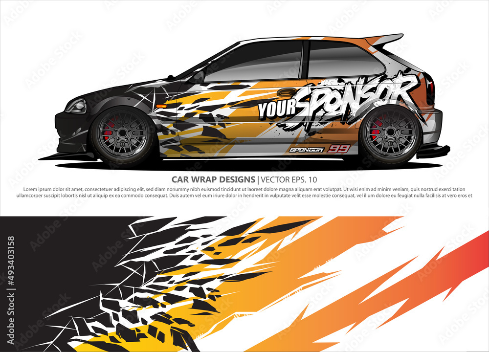 Fototapeta premium car wrap design. simple lines with abstract background vector concept for vehicle vinyl wrap and automotive decal livery 