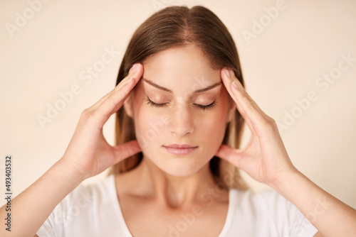 Wallpaper Mural I dont know how to deal with this pain anymore. Cropped shot of a young woman experiencing a headache. Torontodigital.ca