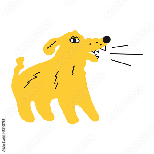 Aggressive dog. Hand drawn vector illustration on white background.