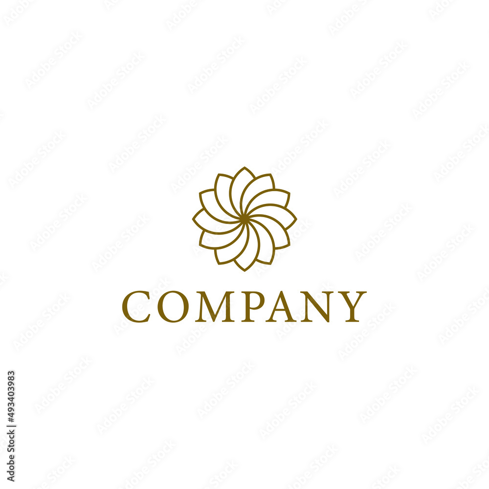 Simple golden flower logo, sophisticated, luxury to convey the message of finance and growth. it is suitable for large and small companies.
