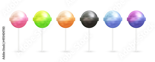Lollipop candy realistic 3d vector icon illustration with different colors
