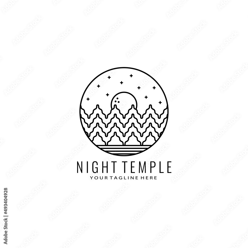 Obraz premium night temple logo design vector illustration 