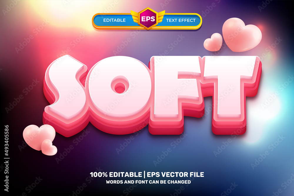 Naklejka premium modern soft pink love Bold 3D Editable text Effect Style