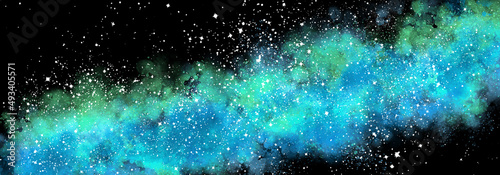 Print op canvas Space background with realistic nebula and lots of shining stars