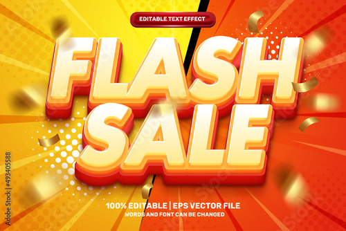 modern orange flash sale bold template 3D Editable text Effect Style