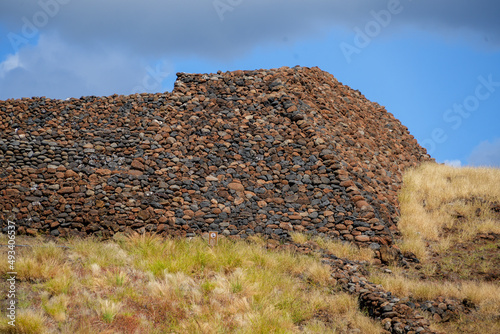 Ruins of a Hawaiian temple in the Pu'ukohola Heiau National Historic Site on the Big Island of Hawai'i in the Pacific Ocean photo