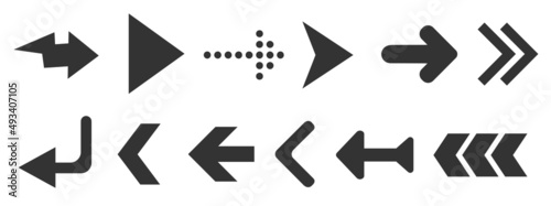 Black web arrows set isolated on white background. UI and web design.