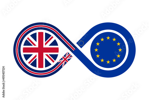 unity concept. uk and european union flags. vector illustration isolated on white background
