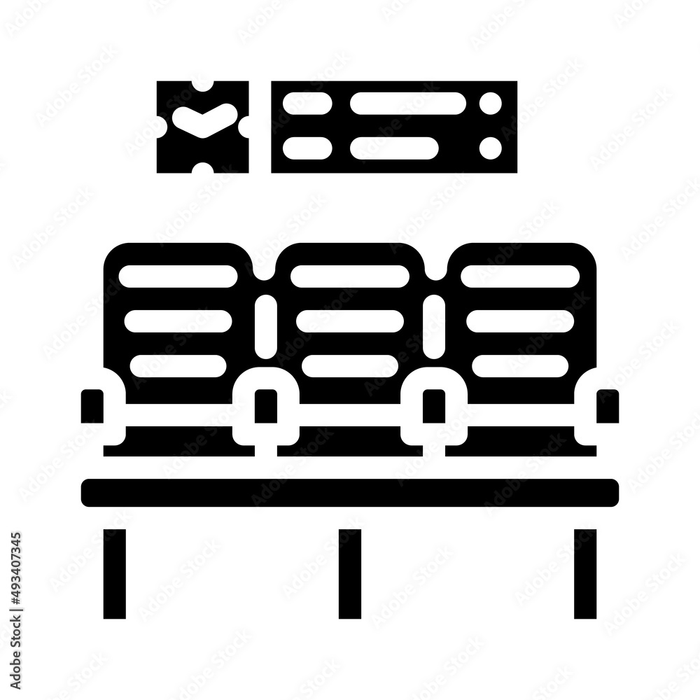 waiting hall seats airport glyph icon vector. waiting hall seats airport sign. isolated contour symbol black illustration