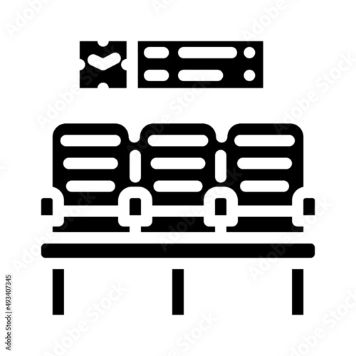 waiting hall seats airport glyph icon vector. waiting hall seats airport sign. isolated contour symbol black illustration