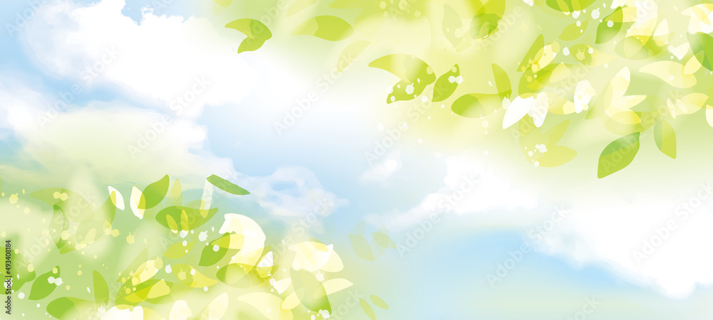 Fototapeta premium 青空に輝く 青空イラスト