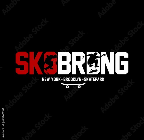 skateboarding, Brooklyn, freestyle action, typography graphic design, for t-shirt prints, vector illustration