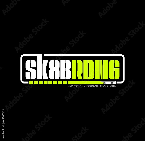 skateboarding, Brooklyn,NYC freestyle action, typography graphic design, for t-shirt prints, vector illustration