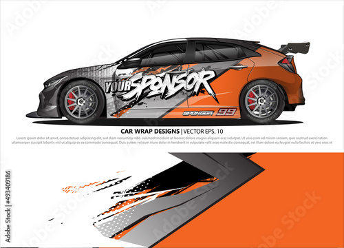 Car wrap decal design vector. abstract Graphic background kit designs for vehicle, race car, rally, livery, sport car