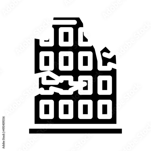 ruined house glyph icon vector. ruined house sign. isolated contour symbol black illustration