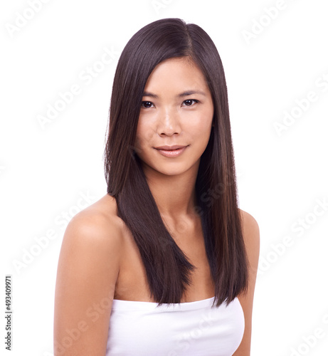 The kind of beauty that glows. Cropped shot of a beautiful young oriental woman against a white background.