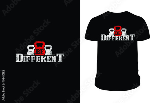 Be Different t-shirt design for gym fitness lovers sublimation print. Custom typography logo for shirts, stickers, vinyl, mugs, or any print media. Print-ready vector.