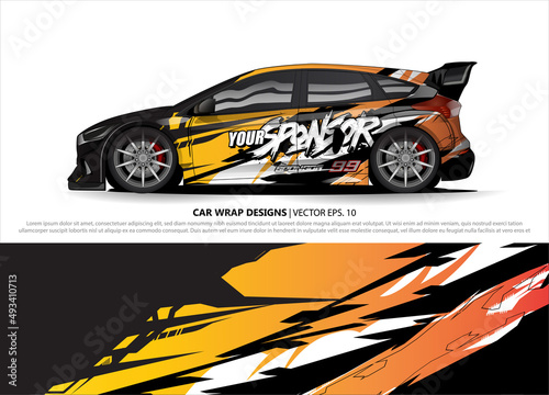 Car wrap decal design vector. abstract Graphic background kit designs for vehicle  race car  rally  livery  sport car 