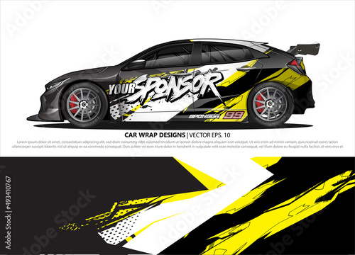 Car wrap decal design vector. abstract Graphic background kit designs for vehicle  race car  rally  livery  sport car 