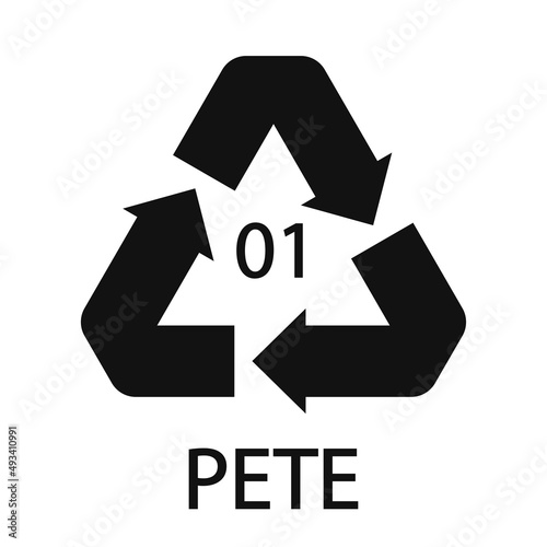 PETE 01 recycling code symbol. Plastic recycling vector polyethylene sign.