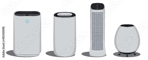 Set of flat vector air purifier isolated on a white background of the illustration icon. A device for cleaning and humidifying air for the home.