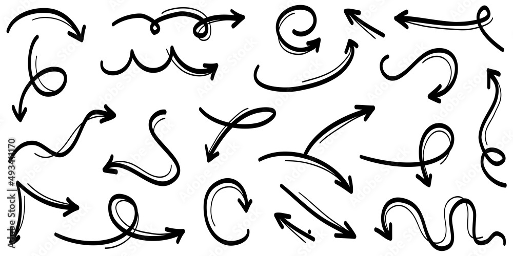 set of hand drawn arrows .Vector doodle design elements. Illustration on white background.for business infographic, banner, web and concept design. set of hand drawn arrows .Vector doodle design elements. Illustration on white background.for business infographic, banner, web and concept design.
