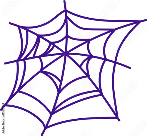 Spooky purple spider web halloween illustration.