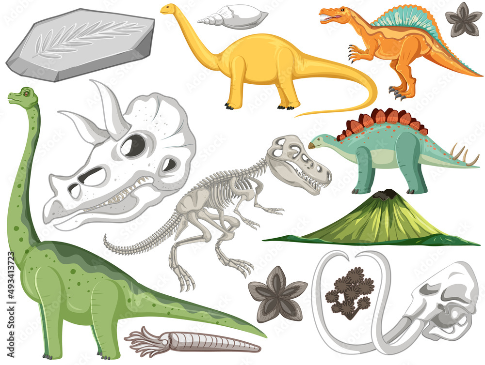 Naklejka premium Set of different prehistoric dinosaur animal