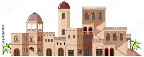 Many buildings made of bricks