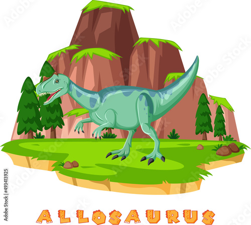 Dinosaur wordcard for allosaurus