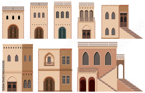 Different building design in brown color