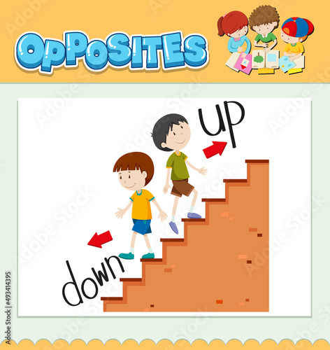 Opposite words for down and up
