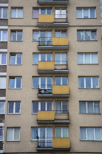 Narrow streets with colourful building fronts in Poland, Europe 