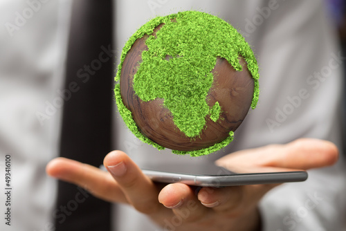 Green 3D Planet Concept, re...