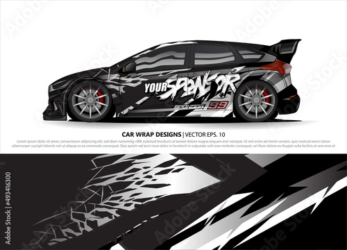 Car wrap decal design vector. abstract Graphic background kit designs for vehicle, race car, rally, livery, sport car
