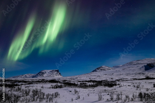 Aurora Borealis over Lapporten. Taken in Swedish Lapland.