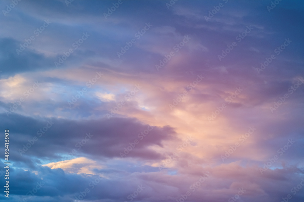 Beautiful evening cloudy sky background.
