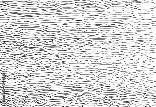 Abstract vector background for design use. Black color wavy lines. Freehand drawing. Isolated on white background. Vector illustration. 