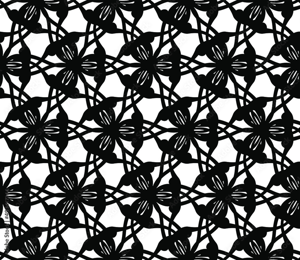 Decorative vector seamless pattern with ornamental shapes, arabesque background design.