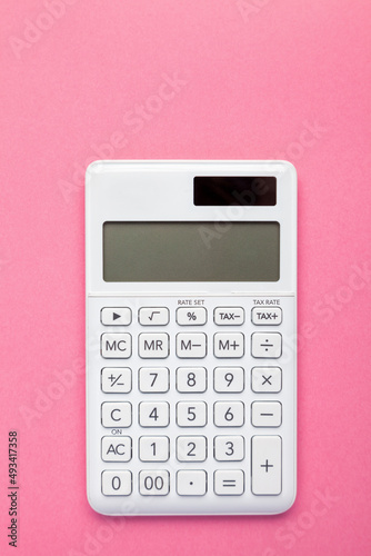  Calculator Pink Background Business Finance Top View