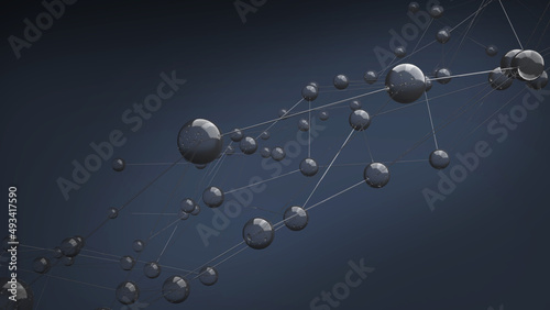 Molecules on a black background With a science or medical 3d rendering