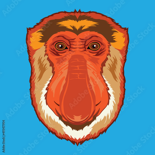 Cute and colorful Monkey face vector illustration in decorative style, perfect for tshirt style and mascot logo